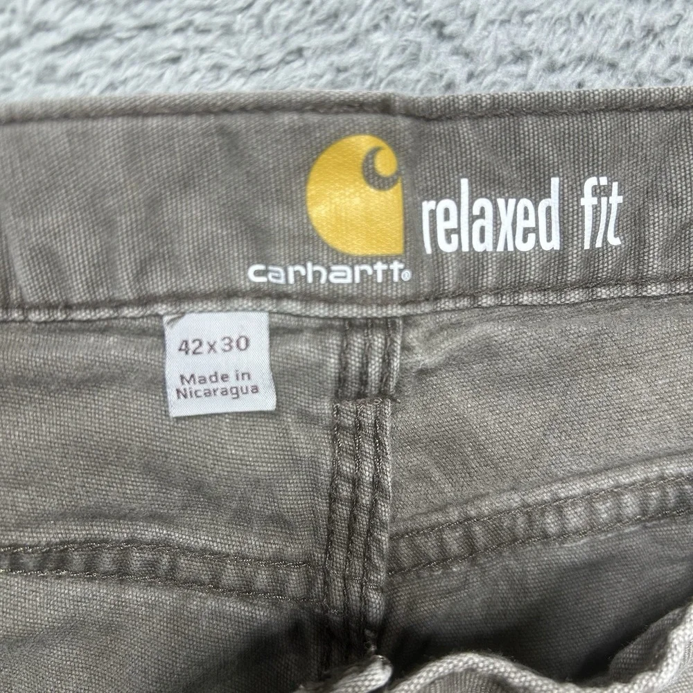 Carhartt Rugged Flex Relaxed Fit 5-Pocket Work Pants Jeans Men's 42x30 Gray SPOT